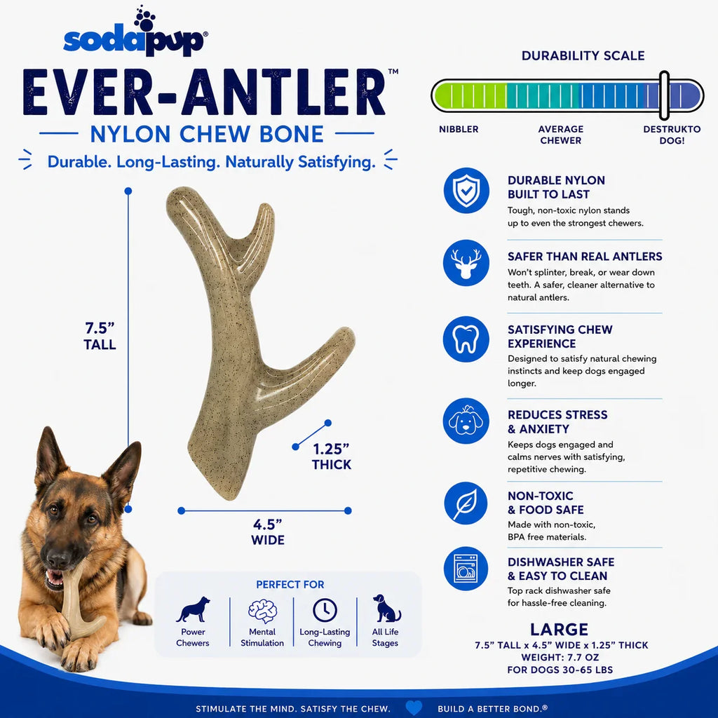 Ever Antler Nylon Chew Toy | Elk Antler Shaped for Aggressive Chewers