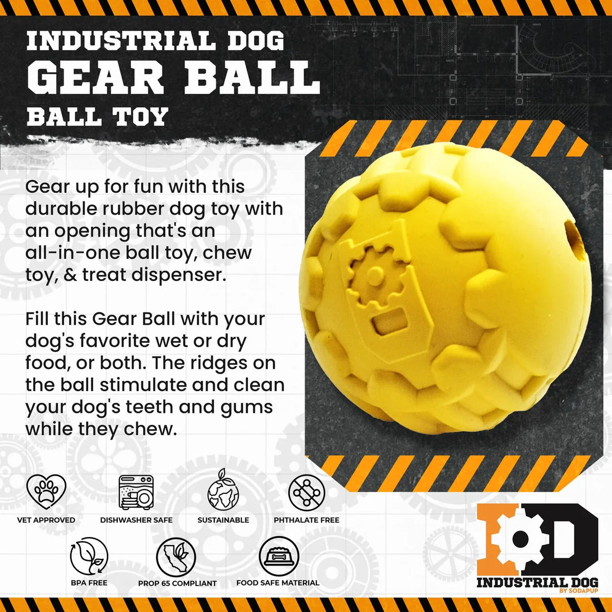 Rubber Gear Ball Toy | Heavy Chewers