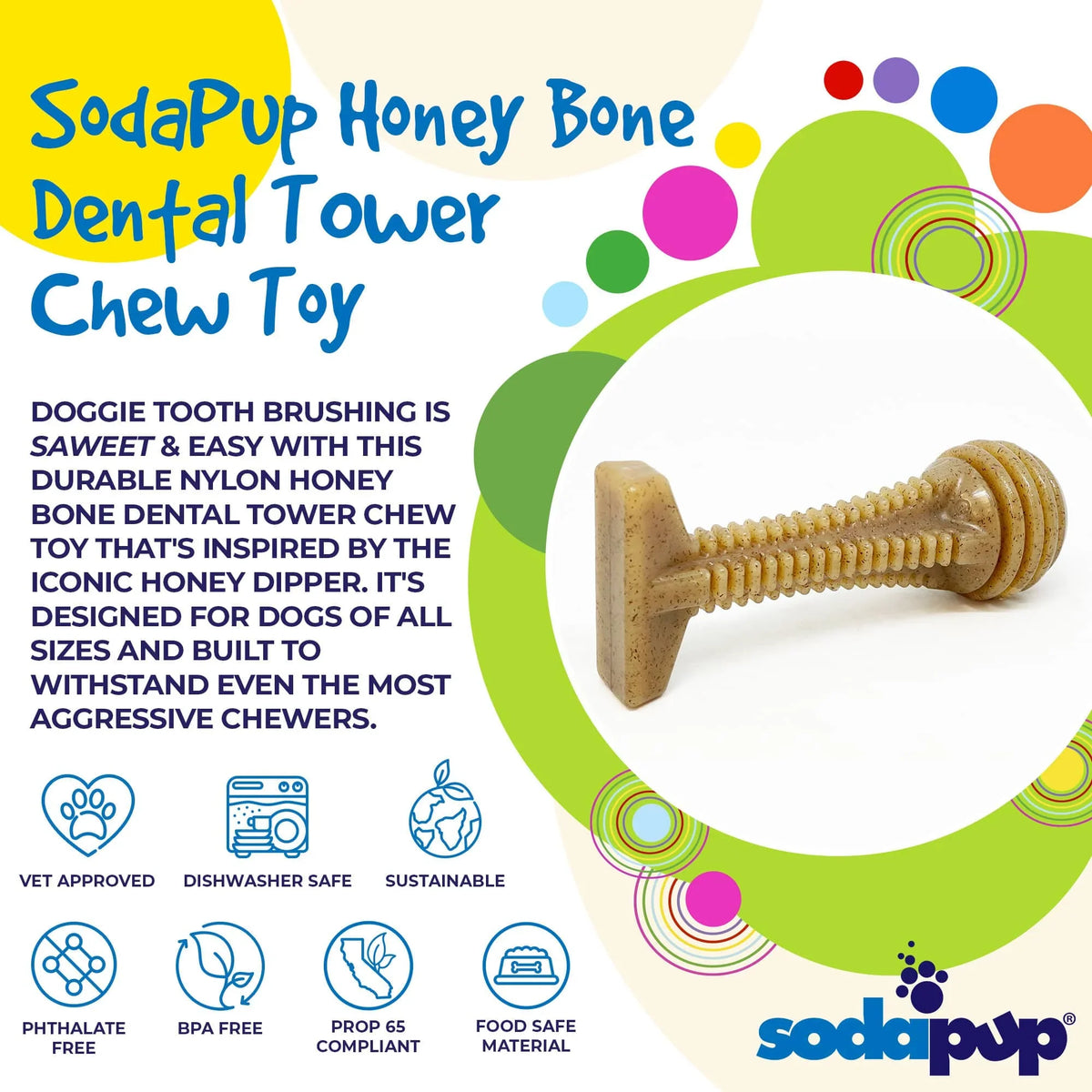 Large Honey Bone Dental Tower | Ultra Durable Nylon Chew Toy