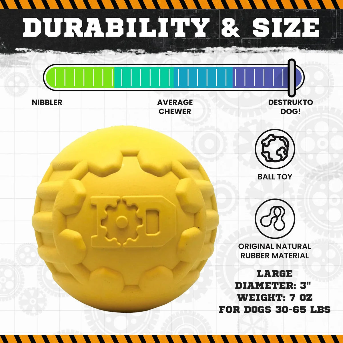 Rubber Gear Ball Toy | Heavy Chewers