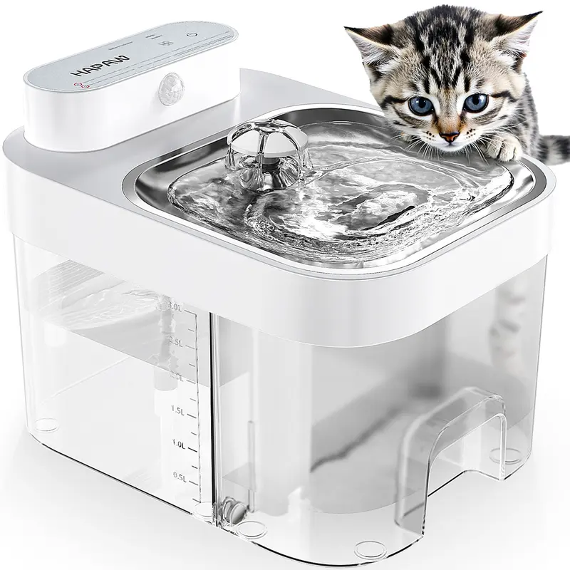 HAPAW Cat Water Fountain, 2.4GHz Wi-Fi App Control Automatic Pet Water Dispenser with 5000mAh Battery, Separated Clean & Waste Water, Filter-Free Plug-In Fountain for Cats