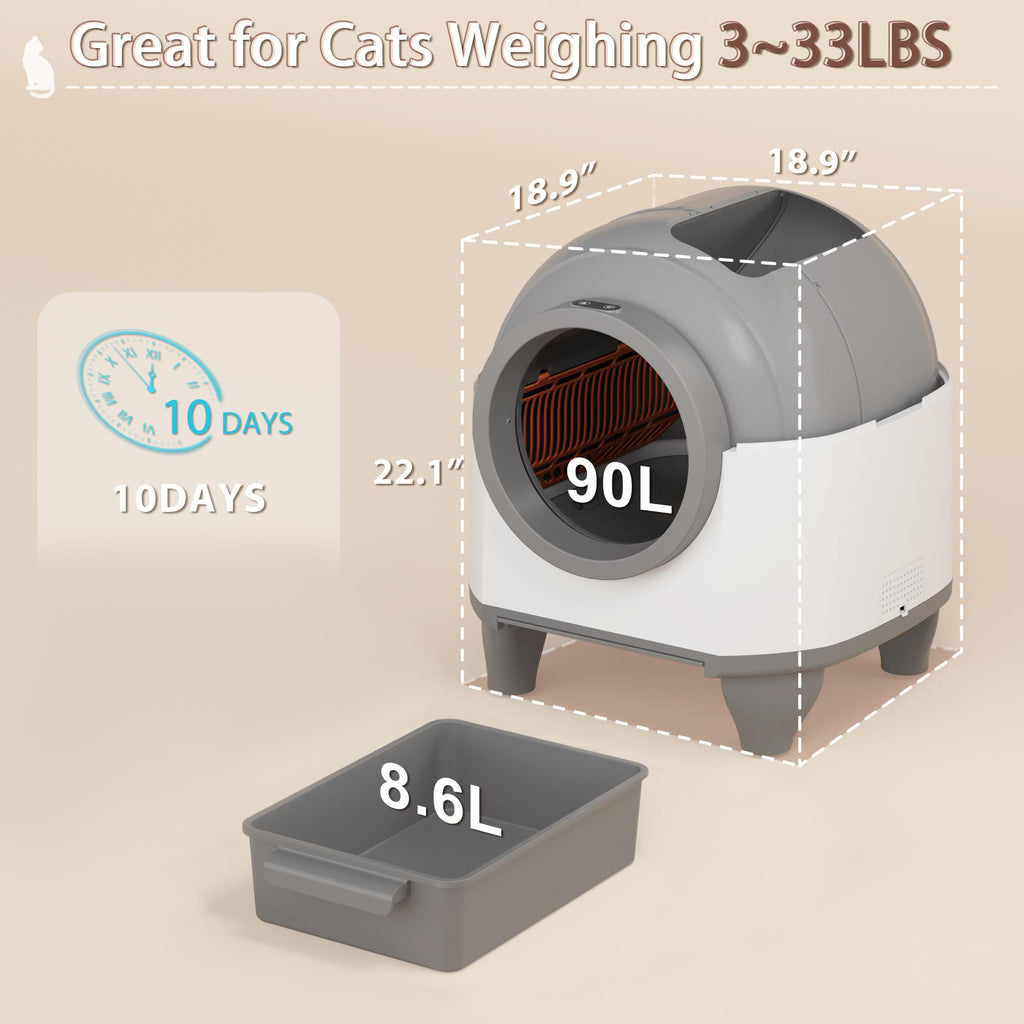 Warcat Smart Low-Noise Auto-Cleaning Litter Box 90L Self Cleaning Cat Litter Box APP-Controlled via 2.4G WiFi with Smart Sensors, Safety Protection, Easy Maintenance, Easy Setup & Clean #TikTokShopDealsforYouDays #DealsForYouDays