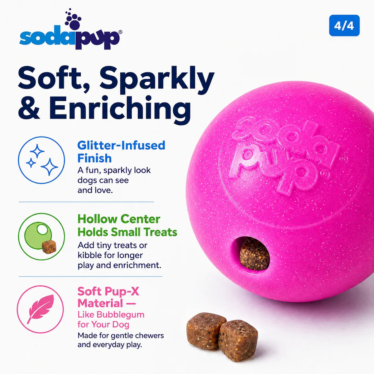 Glitter Ball | Soft PUP-X Rubber Floating Fetch Ball with Treat Dispenser