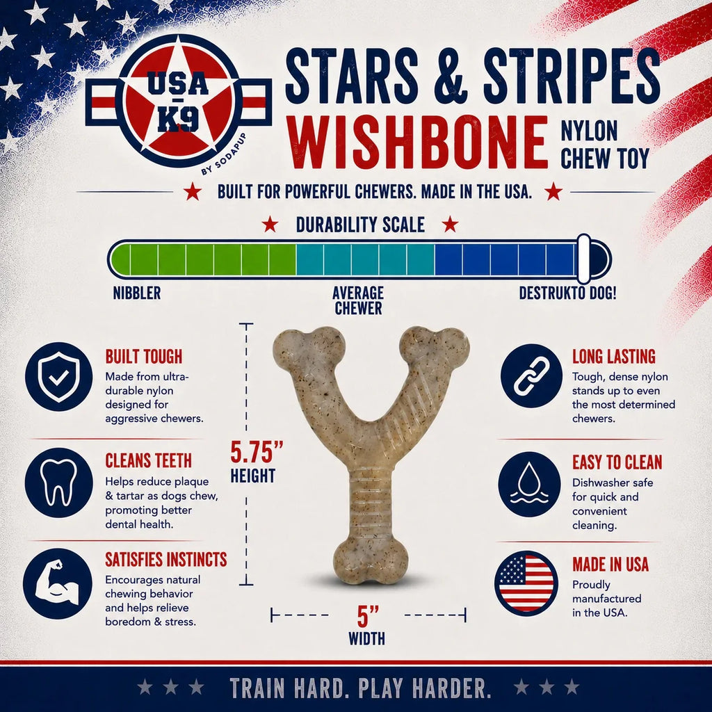 Stars and Stripes Wishbone Nylon Chew Toy | Aggressive Chewers