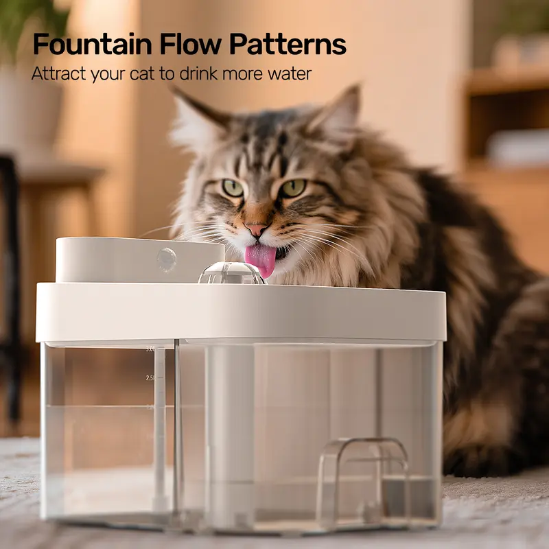 HAPAW Cat Water Fountain, 2.4GHz Wi-Fi App Control Automatic Pet Water Dispenser with 5000mAh Battery, Separated Clean & Waste Water, Filter-Free Plug-In Fountain for Cats