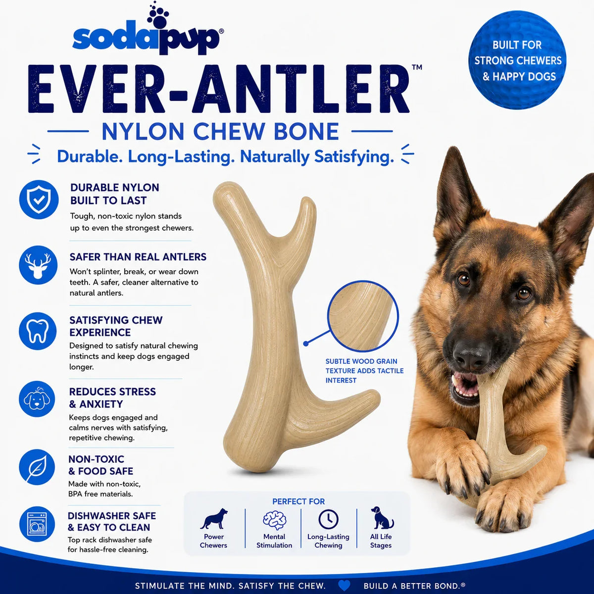 Ever Antler Nylon Chew Toy | Elk Antler Shaped for Aggressive Chewers