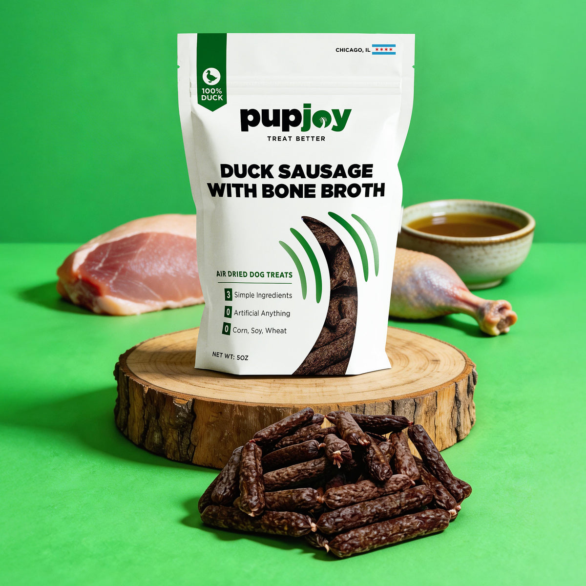 Duck Sausage with Bone Broth